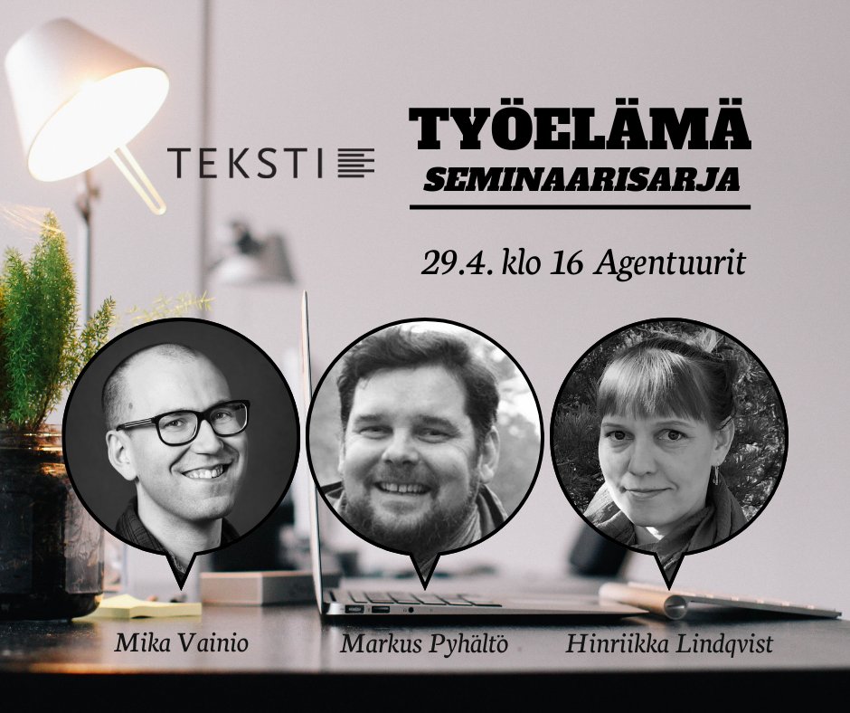 29.4. Tekstin Työelämäseminaarisarjassa kokoonnutaan Tekstin talossa teemalla "Näytelmäkirjailija ja agentuurit" - tervetuloa!
Tilaisuus on kaikille avoin, mutta toivomme ennakkoilmoittautumista.

Lue lisää ja ilmoittaudu täältä:
sunklo.fi/2024/03/04/tek…
@DramaCorner