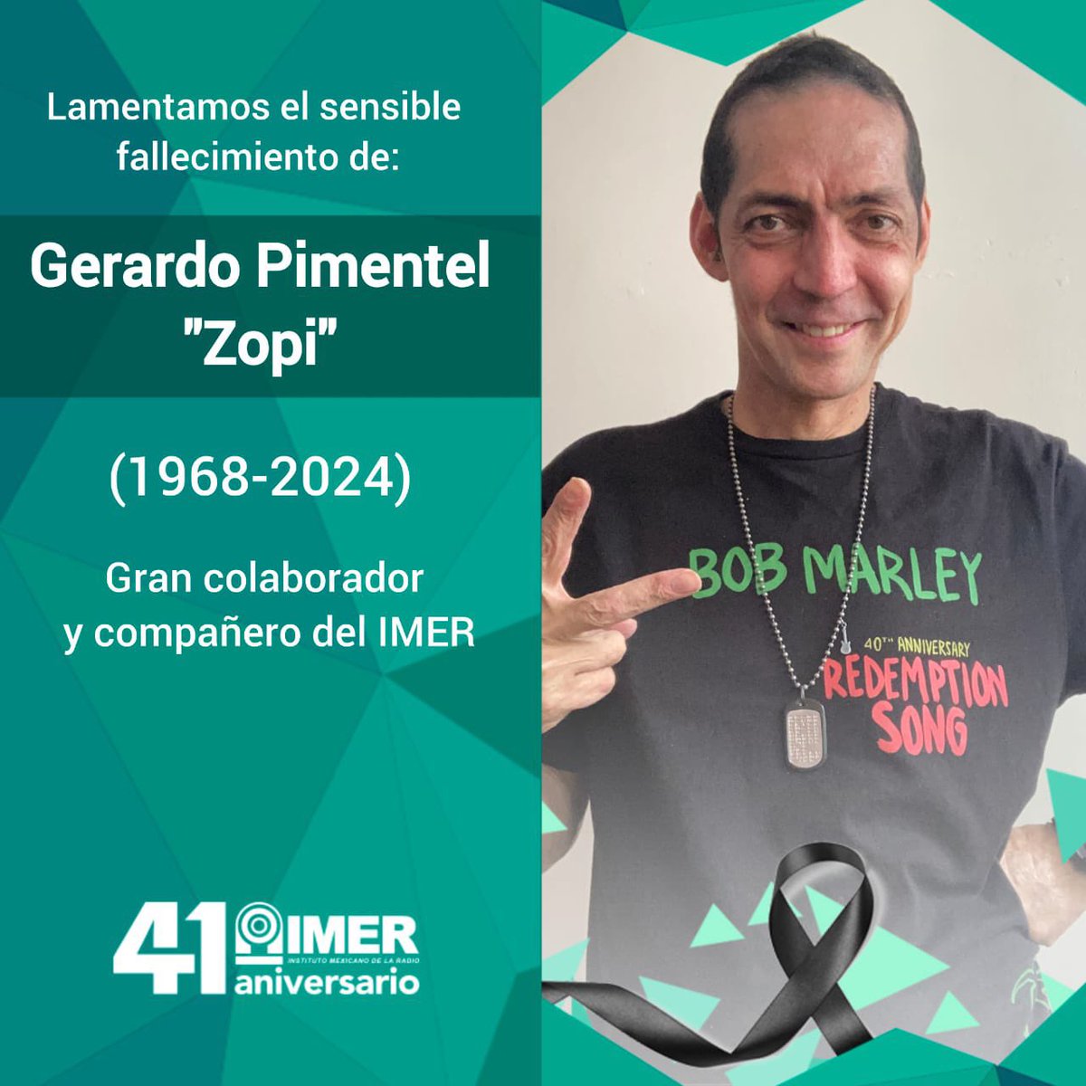 Hoy es una gran pérdida para la música y la radio. Con gran tristeza hoy te decimos adiós querido amigo. Descansa en paz Gerardo Pimentel 'Zopi'