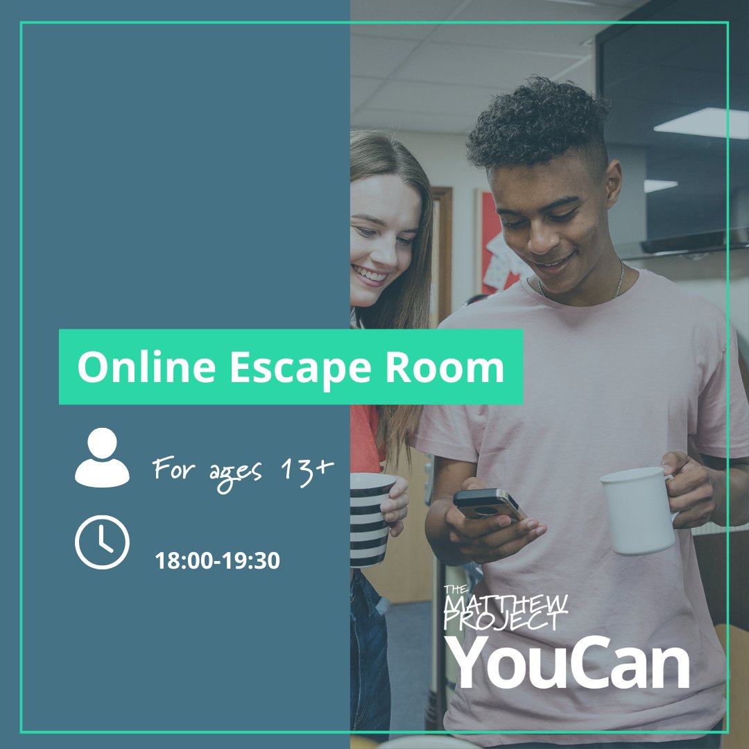 We have a couple of spaces left for tonight's online Escape Room experience, for young people involved with the YouCan service! 🌟 If you would like to attend, let your worker know! 🗓️ Date: Tonight! 🕕 Time: 18:00 - 19:30