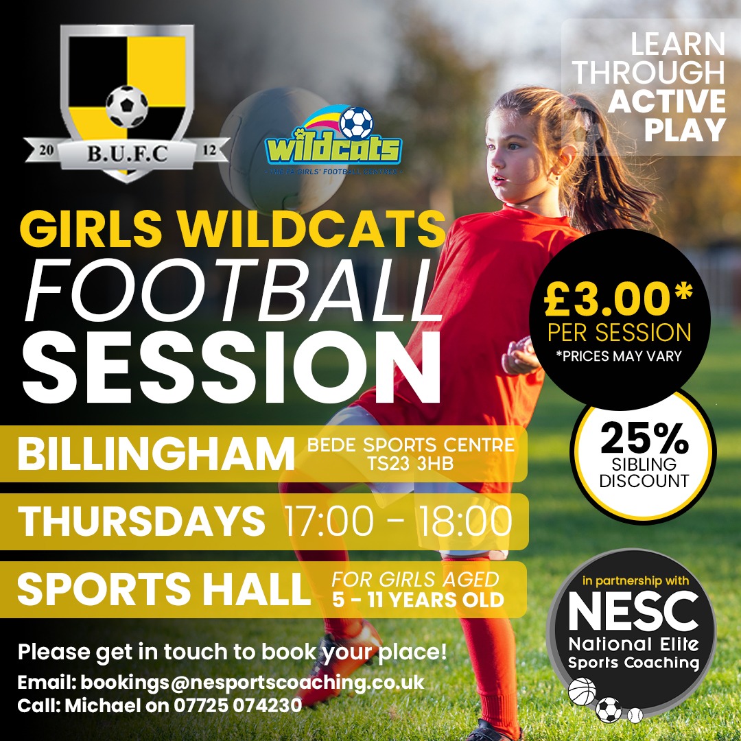 BillinghamUtdFC's tweet photo. 📢Calling all future Lionesses 
Girls Football aged 5 to 11

✅️Have fun
✅️Make friends
✅️Play football https://t.co/wjEUYgPKOx
