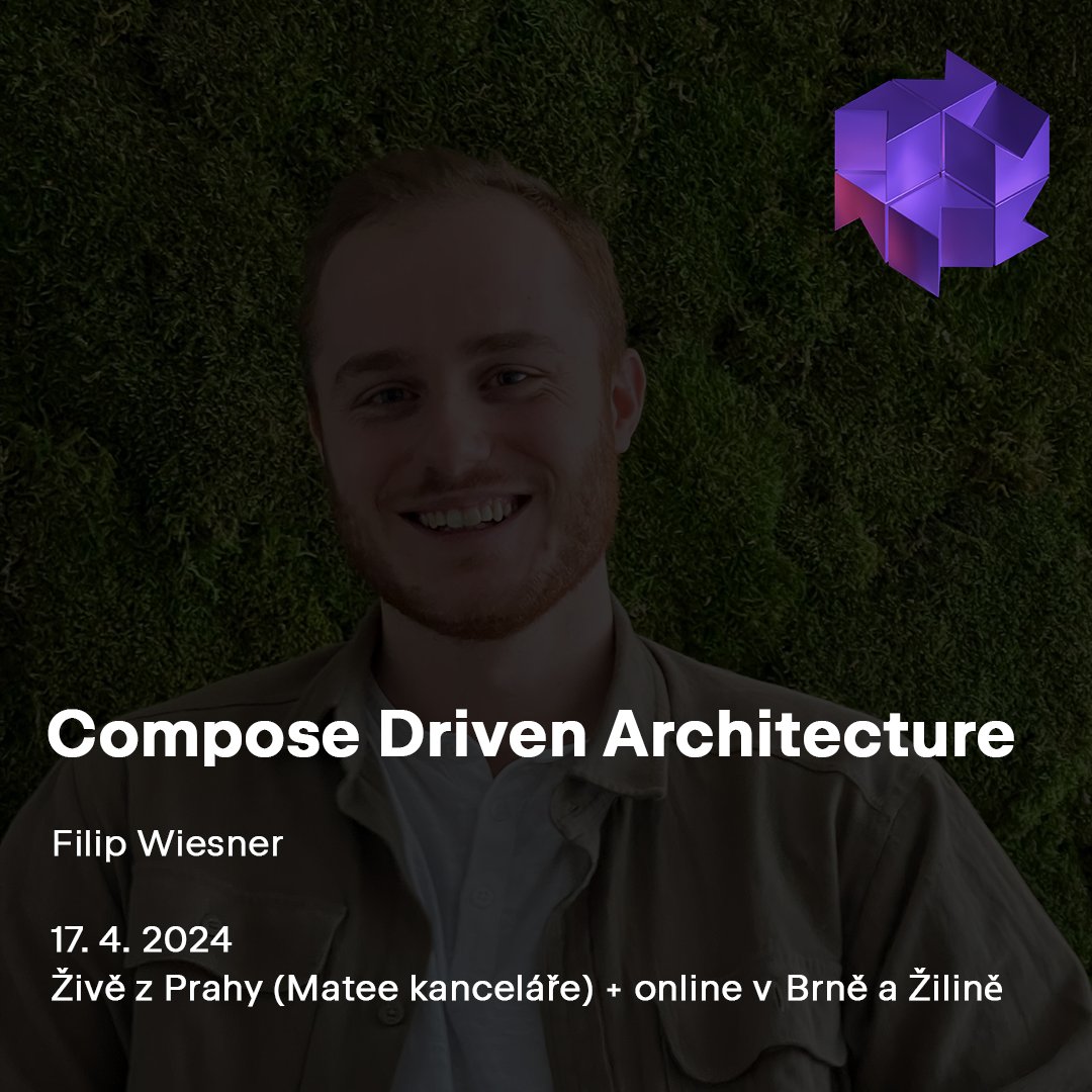 KotlinCzech's tweet image. Představujeme prvního speakera našeho speciálního meetupu 17. 4. – je jím @FilipWiesner z @MateeDevs a jeho talk Compose Driven Architecture si nemůžeš nechat ujít! ⭐️ 

Zajisti si své místo v Praze, Brně nebo Žilině: eventbrite.com/e/kotlin-meetu…
#CZKUG #Kotlin #MateeDevs #Matee