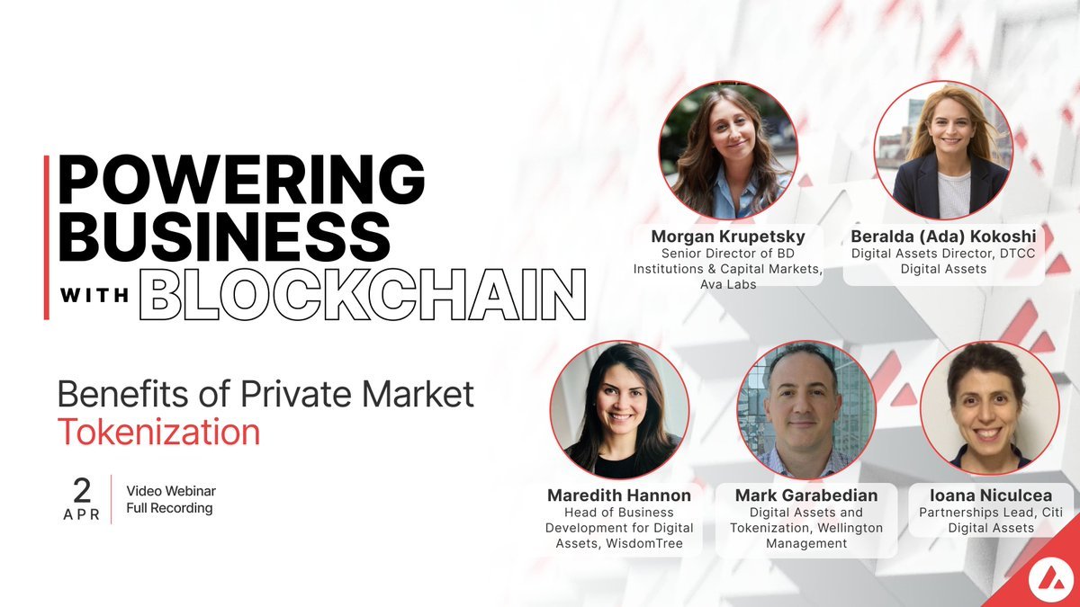 Powering Business with Blockchain minggu lalu mengadakan panel dengan Citi, WisdomTree, Wellington Management, dan DTCC Digital Assets, untuk mengeksplorasi bagaimana mereka memanfaatkan Avalanche Spruce untuk menguji manfaat tokenisasi pasar swasta 👇 youtu.be/VJQH2Wd-wb8