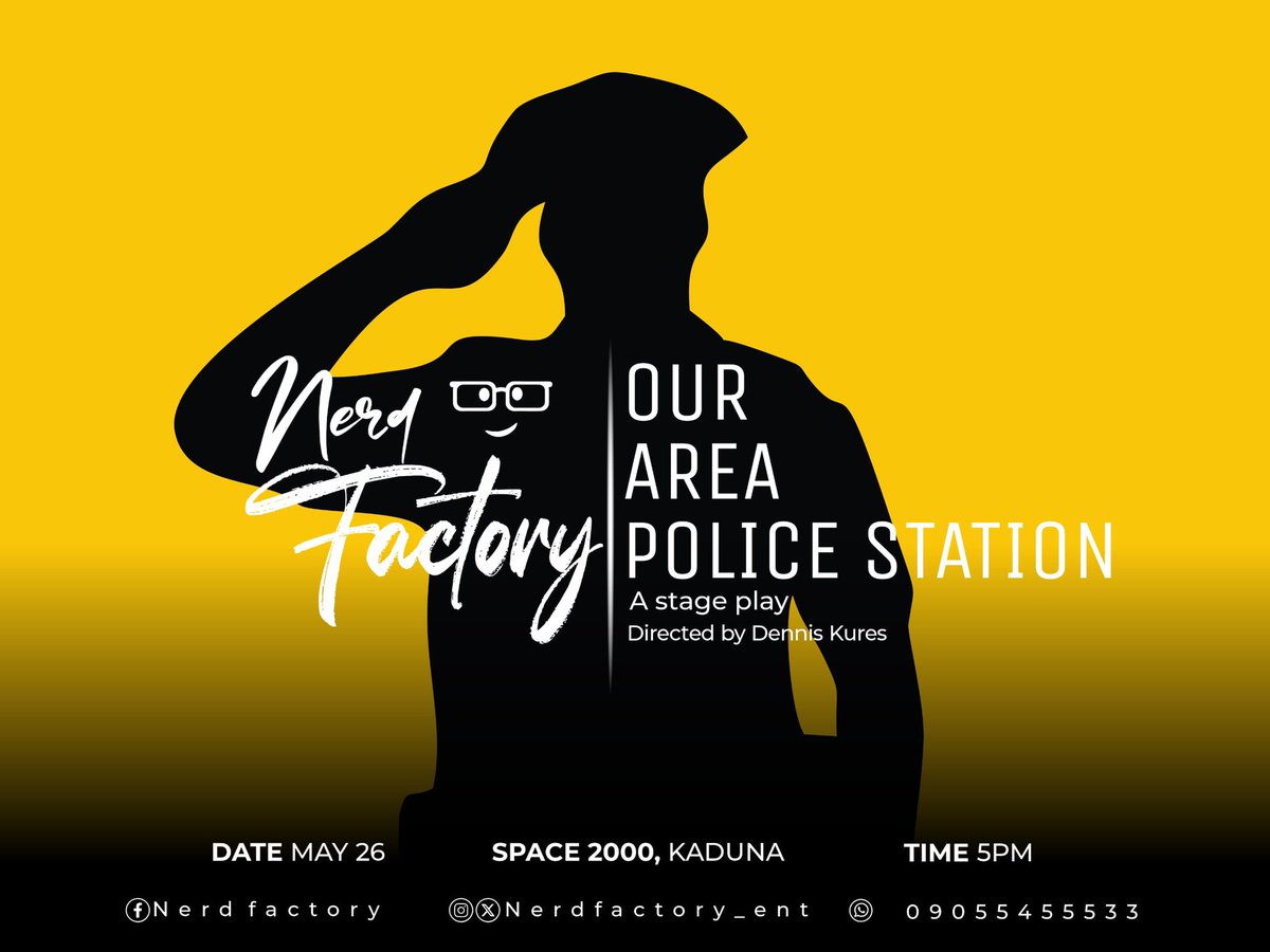 Get ready, Kaduna! 'OUR AREA POLICE STATION' is coming to town with a captivating stage play on May 26th at Space 2000! Date: May 26th Time: 5:00 PM Don’t miss out on this thrilling performance! See you there! 🎉 #Ourareapolicestation