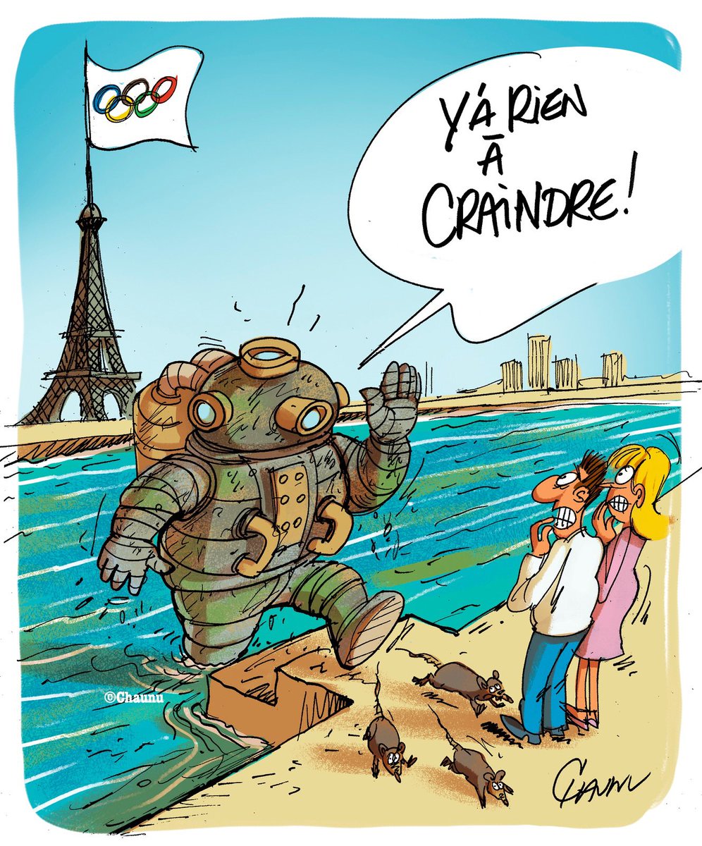 ✏️ dessins du jour pour @ouestfrance et @unionardennais #seine #jo2024 #paris #actu #dessindepresse