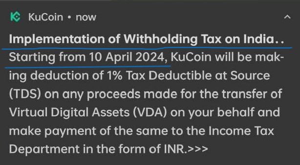 🚨 Important Announcement! 🚨🇮🇳 

Attention Indian traders: #KuCoin to implement tax regulations starting April 10th. Stay informed! 💼 #KuCoin #TaxUpdate 🇮🇳