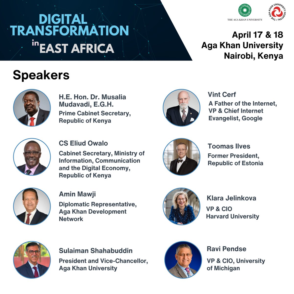 Our distinguished speakers will share invaluable insights, drawing from their rich experiences and successful endeavors in spearheading digital transformation initiatives within their contexts. To book a spot visit aku.edu/dtea Themes • Digital Governance •…