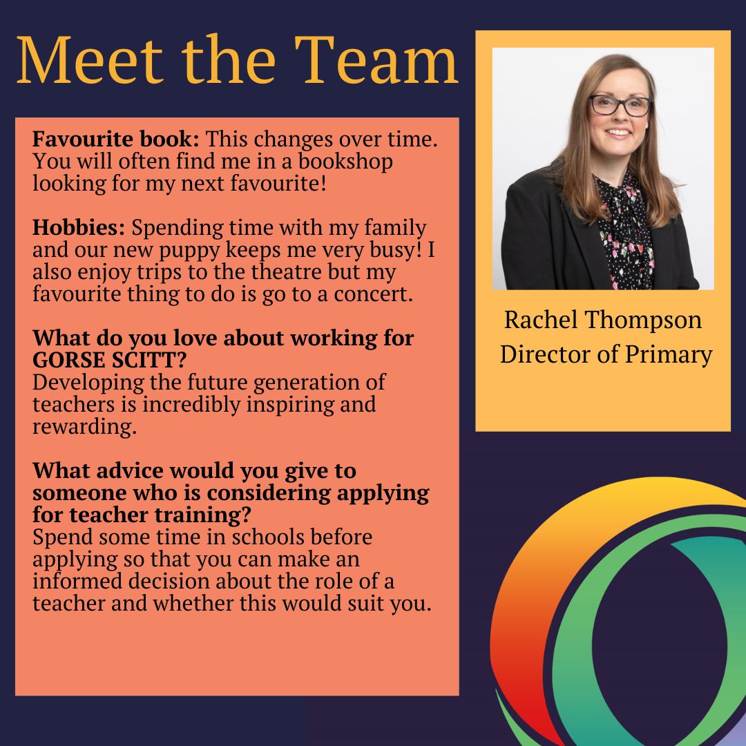 GORSESCITT's tweet photo. Meet the team!
This week we have Rachel Thompson, Director of Primary.
#GORSESCITT #ITT #teachertraining #SCITTProgram #SCITT #getintoteaching #secondary #primary #FutureEducators #TeachingCareers #LEEDS #Hull #WestYorkshire #TGAT #TeachingOpportunities https://t.co/421JaJkiA5