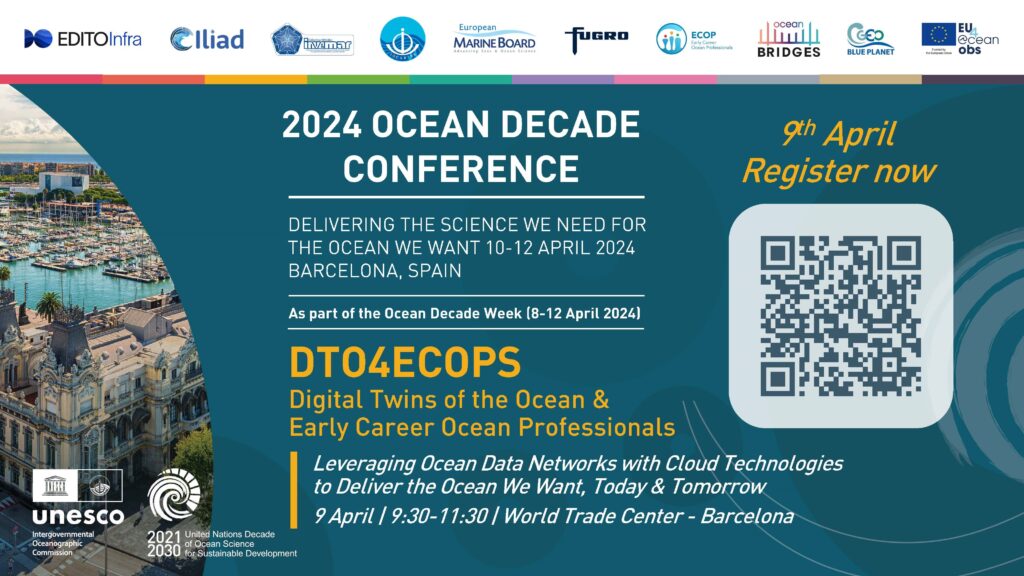 Don't miss @UNOceanDecade satellite event 'DTO4ECOPS - Digital Twins of the Ocean & Early Career Ocean Professionals', opening now with @IocUnesco's Alison Clausen ⬇️ Join us at Barcelona's World Trade Center - South Building (S2, S3, S4)!