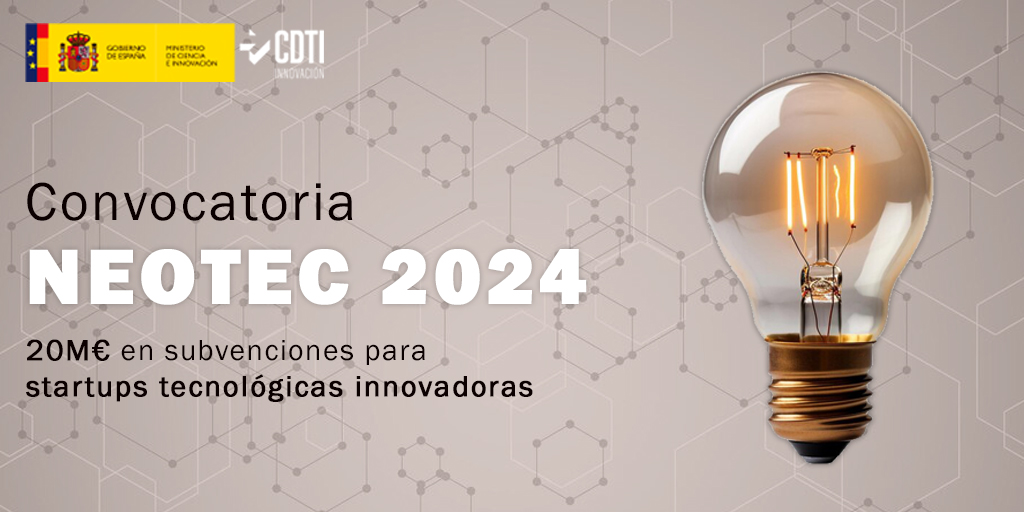UdL_RDI's tweet image. 📢Publicada la convocatòria #NEOTEC2024, gestionada per @CDTI_innovacion, per a startups tecnològiques innovadores.

🔗 cdti.es/ayudas/ayudas-…

#NEOTEC #ajuts #innovació #tecnologia