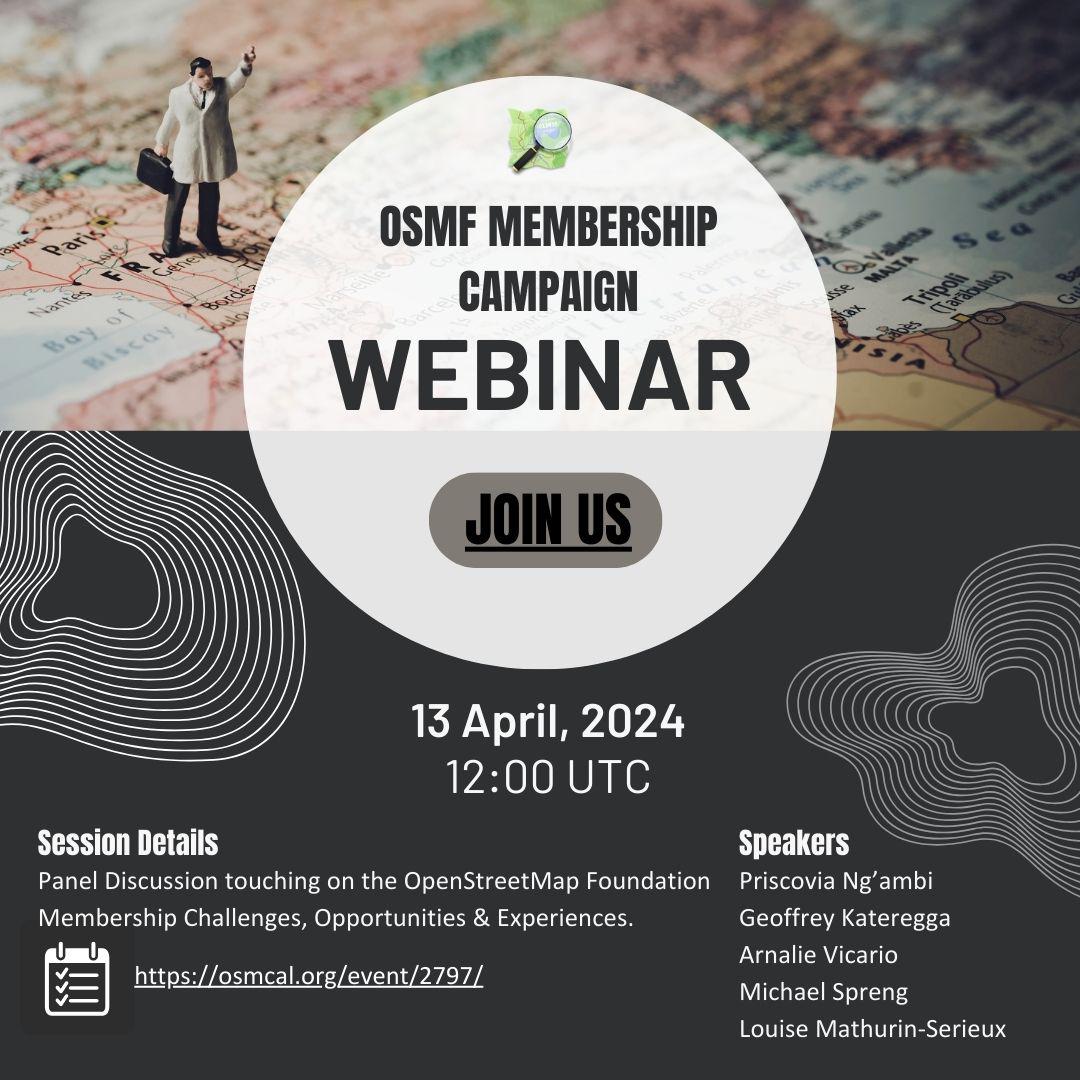 Why should YOU become an #OSMF member? 🤔 Join our webinar this Saturday, 12:00 UTC for a panel discussion on experiences 💬, opportunities 🚀, and bridging gaps in global representation 🌐. Register now: us06web.zoom.us/meeting/regist… #OpenStreetMap #diversity #inclusion