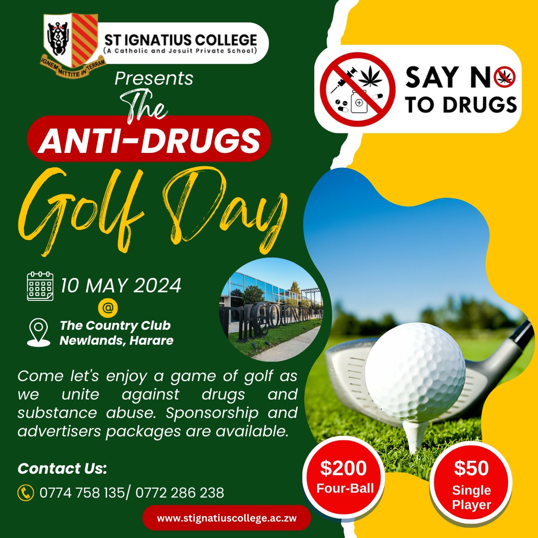 StIgnatiusColl1's tweet image. Come and enjoy a game of golf with us as we raise awareness about the devastating impact of drugs and substance abuse. Register your participation by filling in your details on the following Google form rb.gy/dd3q9q