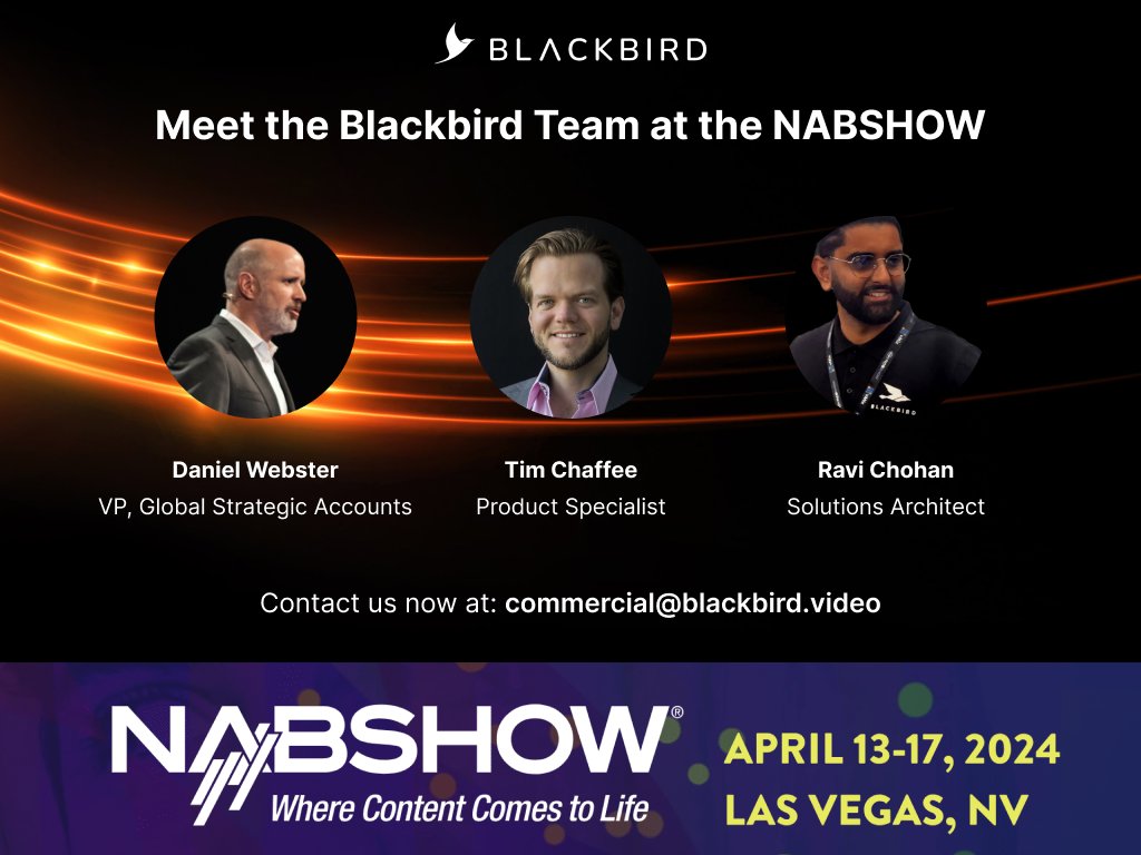 Countdown to the @NABShow Las Vegas. Meet with the talented @blackbirdcloud team showcasing the latest innovations including our new AI integration with @nvidia backed @twelve_labs Contact us at commercial@blackbird.video See you there! #videoediting #CloudNative