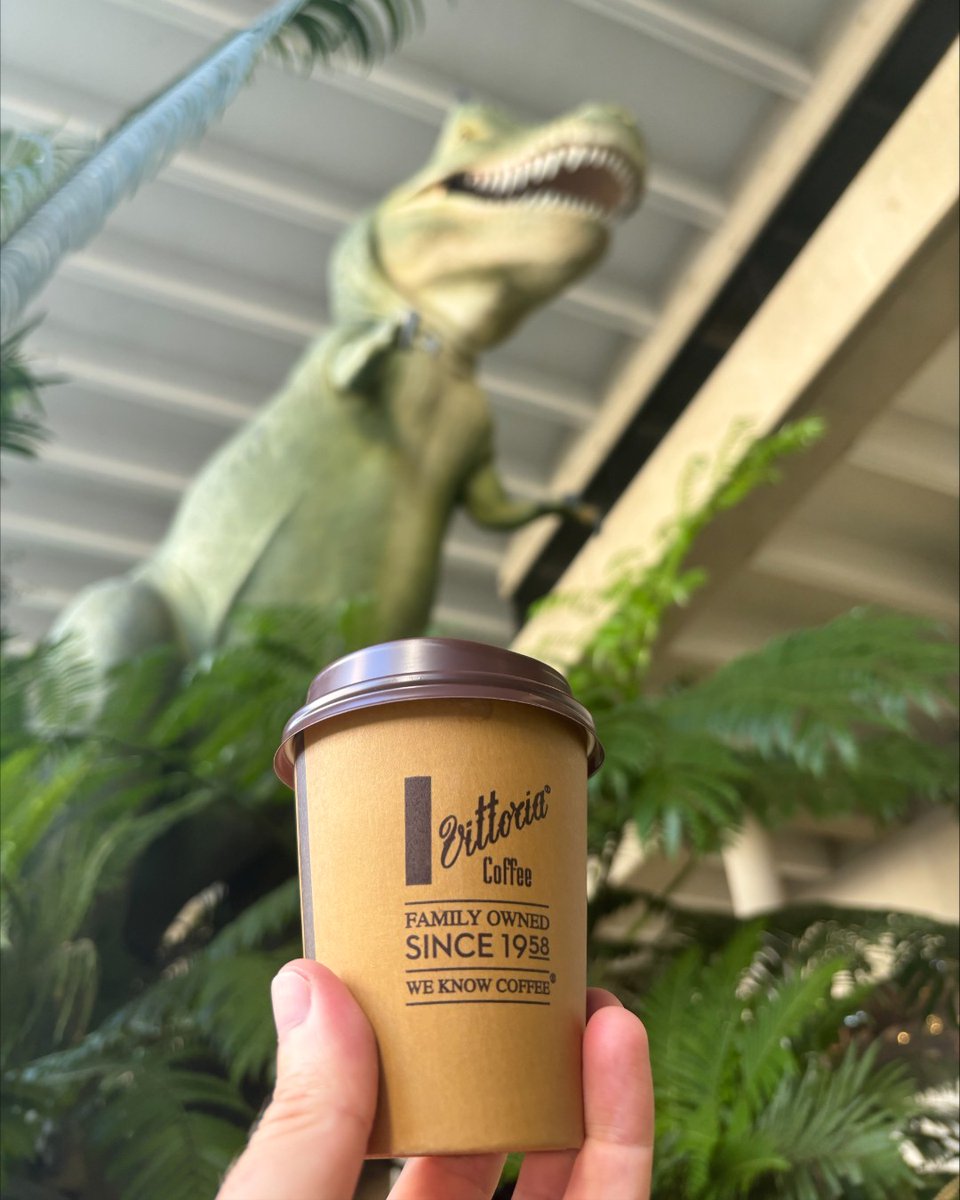 What do you call a dinosaur that doesn't drink coffee? 🦖 A Tea-Rex! Don't forget you can get your caffeine fix and enjoy coffee among the ferns these school holidays at our pop up coffee stall in the Dinosaur Garden. Entry via Level 0. ☕ 🌿 #QMkurilpa