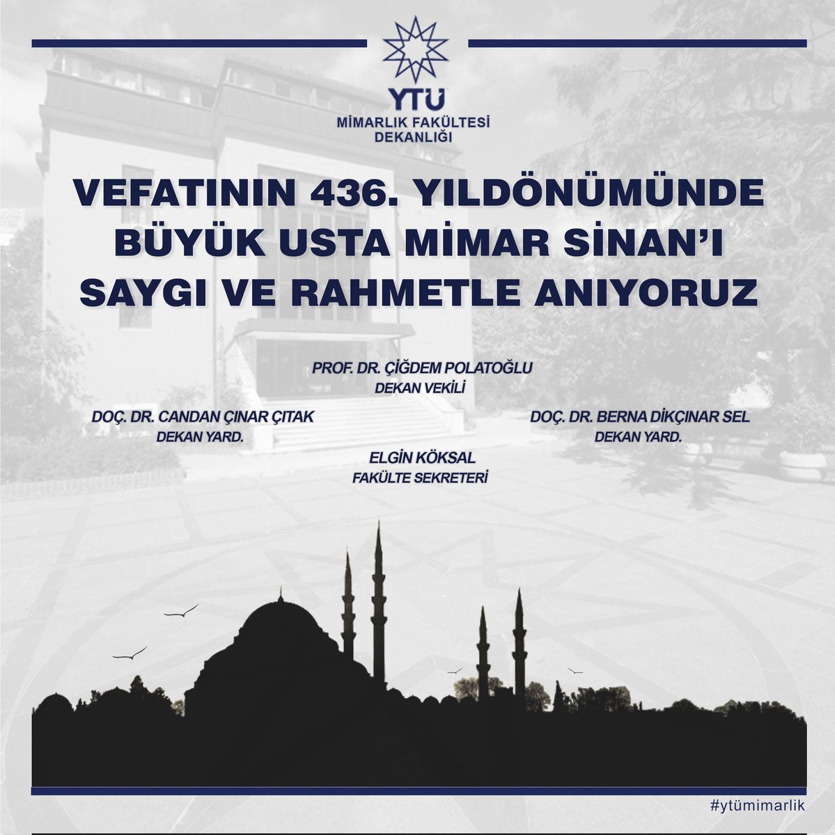 Vefatının 436. Yıldönümünde Büyük Usta Mimar Sinan'ı Saygı ve Rahmetle Anıyoruz. @proftameryilmaz @profcpolatoglu