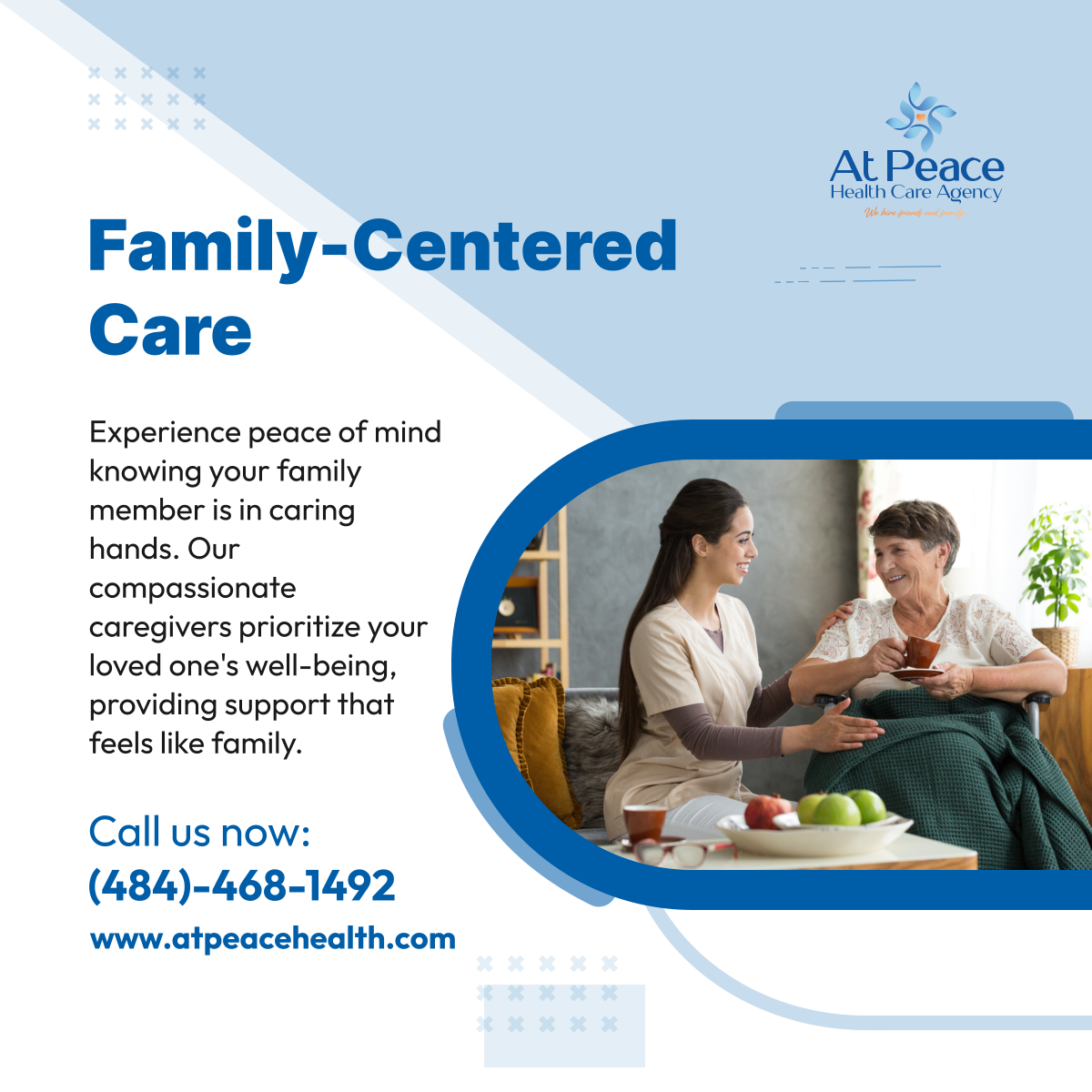 Our compassionate caregivers prioritize your loved one's well-being, providing support that feels like family. Experience peace of mind knowing your family member is in caring hands. 

#FamilyCare #HomeHealthCare #PhiladelphiaPA