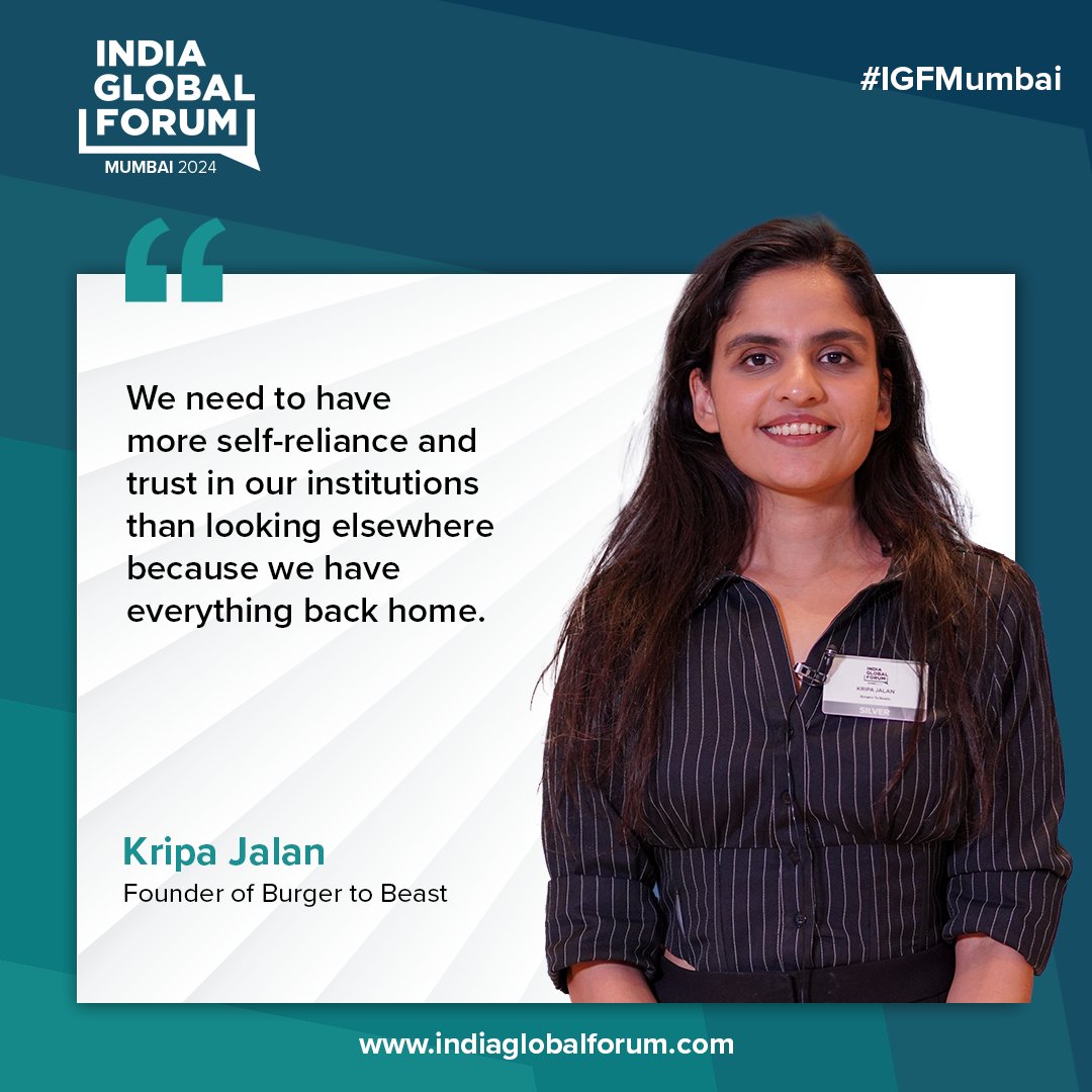 .@kripajalan1, Founder of @burgerstobeasts highlighted the significance of India Global Forum’s broad stakeholders and their value in enriching the forum. Watch the video to know more: indiaglobalforum.com/igf_details.ph… #IGFMumbai #MSMEs #Startup #Partnership