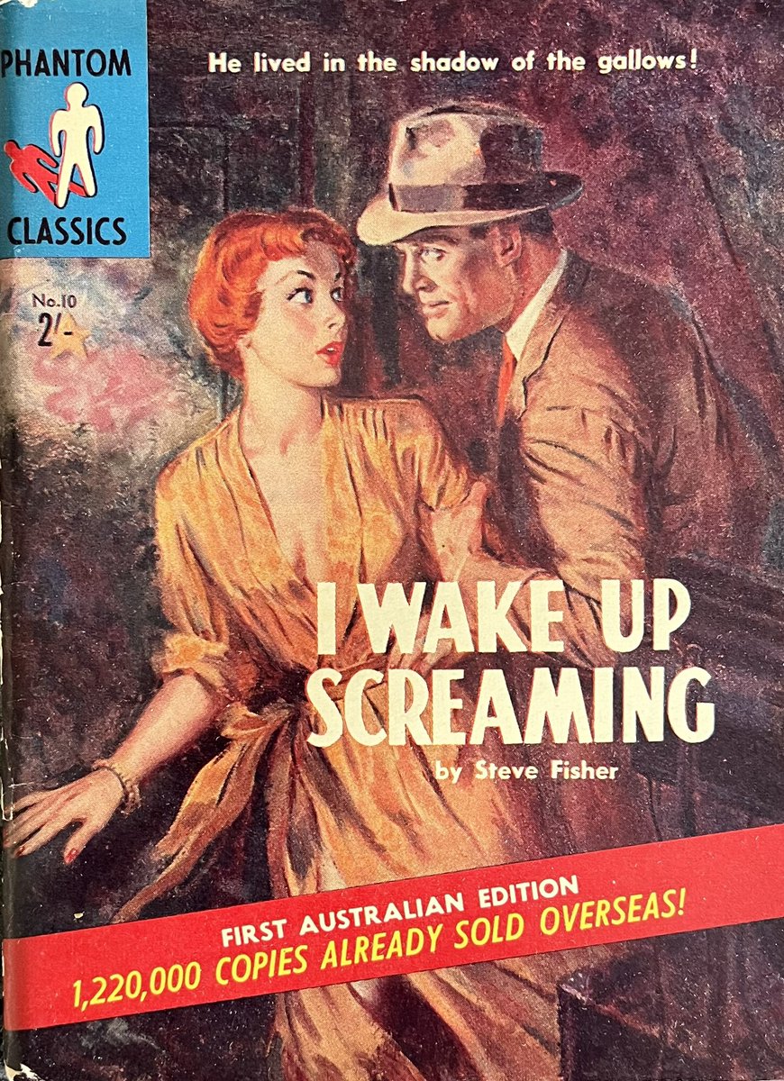 I Wake Up Screaming by Steve Fisher (Phantom Classics No.10, 1958). #IWakeUpScreaming #SteveFisher #1950s #book #books #Paperback #coverart #cover #artwork #crime #mystery #thriller #thrillerbooks #thrillers #vintage #PhantomClassics