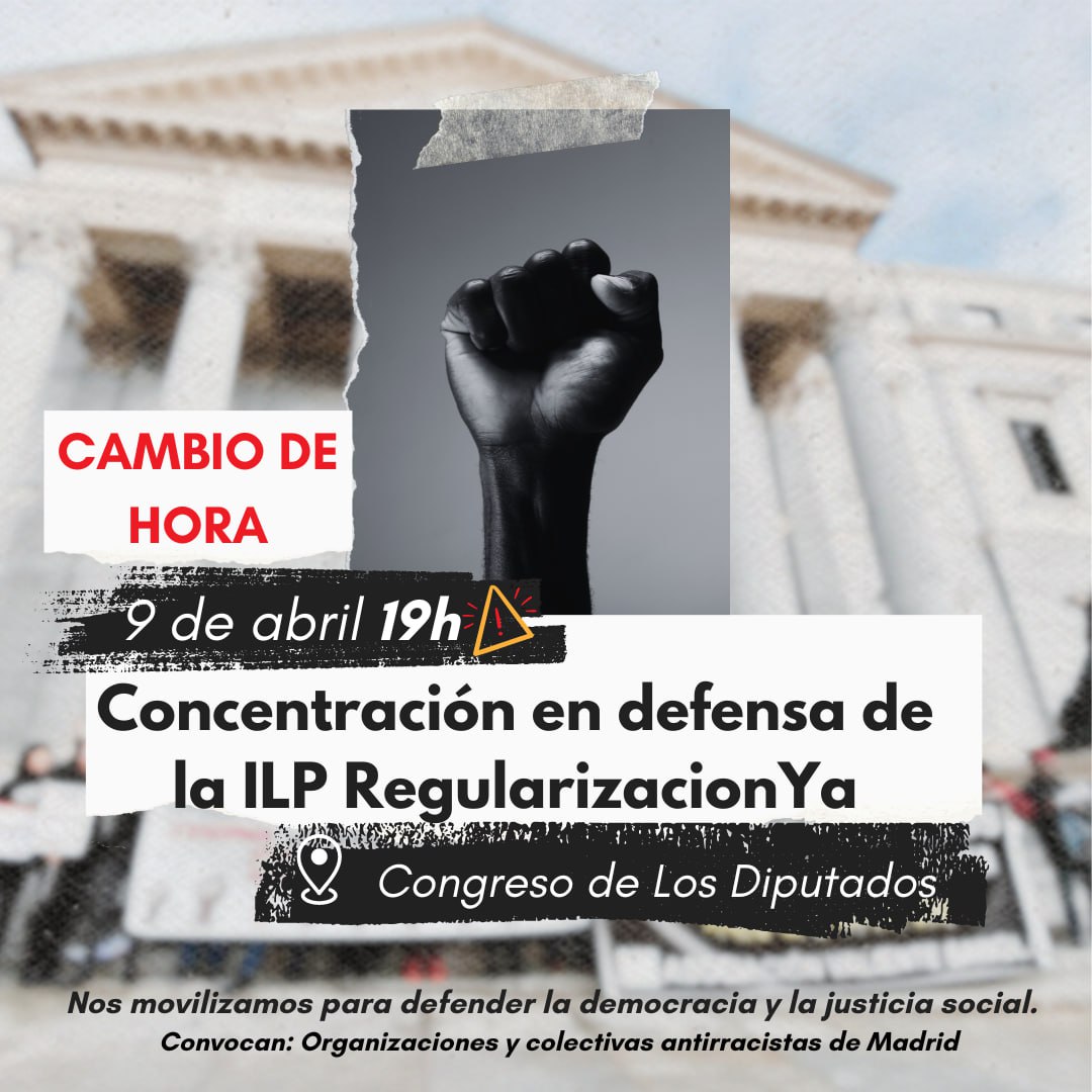 ES HOY ❗️ #VotaSIRegularizacion #ILPRegularizacion Después de la votación, organizaciones y colectivos antirracistas convocamos una concentración ⌚️19:00 📍Frente al Congreso de Diputados #NoTeLoPierdas #Madrid