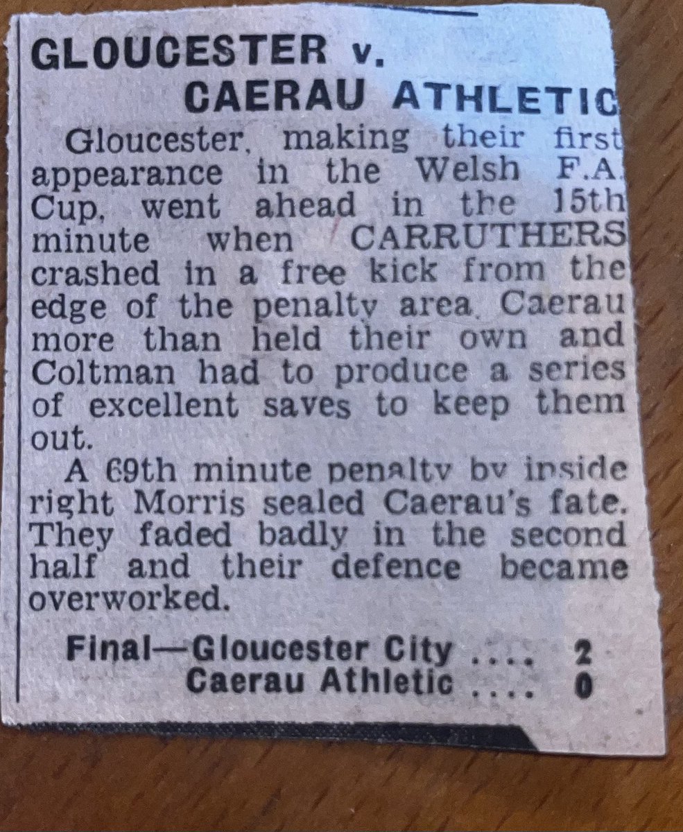 However I did know this match took place But to have the press cutting along with the programme ❤️ @GCAFCofficial v @Caerau2 @WelshCupResults #Welshfootballmemories