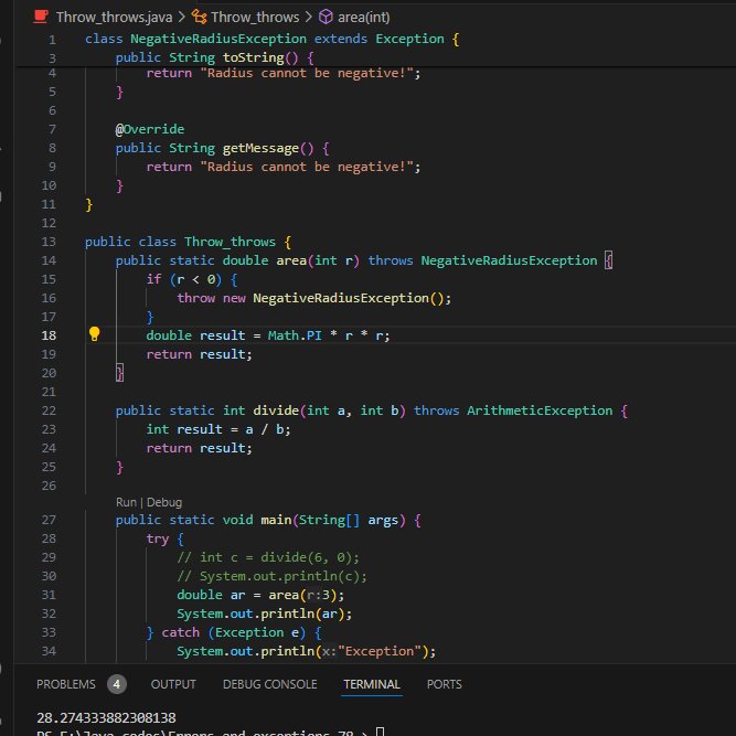 sklearner1's tweet image. Day 82 of #LearningJava
Today marks the 82nd day of my #LearningJava journey. I learned about using &quot;throw&quot; and &quot;throws&quot; keywords in Java.