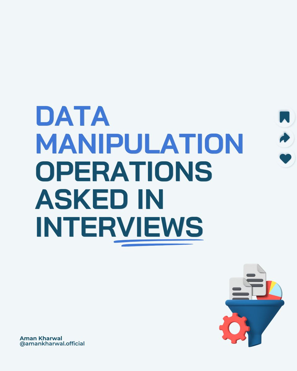 Here are some #DataScience interview problems based on the commonly asked Data Manipulation operations in Data Science interviews: 1. Cleaning Product Reviews 2. Analyzing Review Length for Product Insights 3. Social Media Trend Analysis 4. Traffic Anomaly Detection 5.…