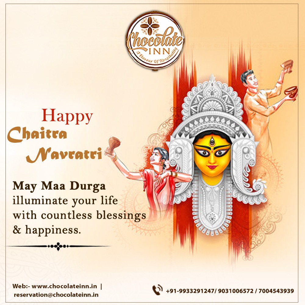 Happy Chaitra Navratri!
May the divine blessings of Goddess Durga illuminate your life with love, success, and fulfillment.  

#Navratri #HappyNavratri #ChaitraNavratri  #चैत्र_नवरात्रि  #FestiveGreetings #ProsperityAndAbundance #festivevibes #HotelChocolateInn #Patna #Bihar