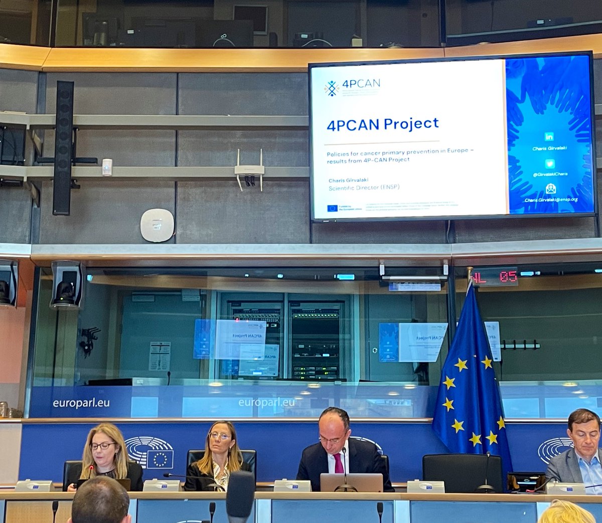 “If current knowledge about #CancerPrevention was implemented and citizens would adopt and practice it, 50% of cancer deaths in Europe could be prevented.” ENSP Scientific Director @GirvalakiCharis presenting different policies for cancer #PrimaryPrevention from @4PCAN_Project