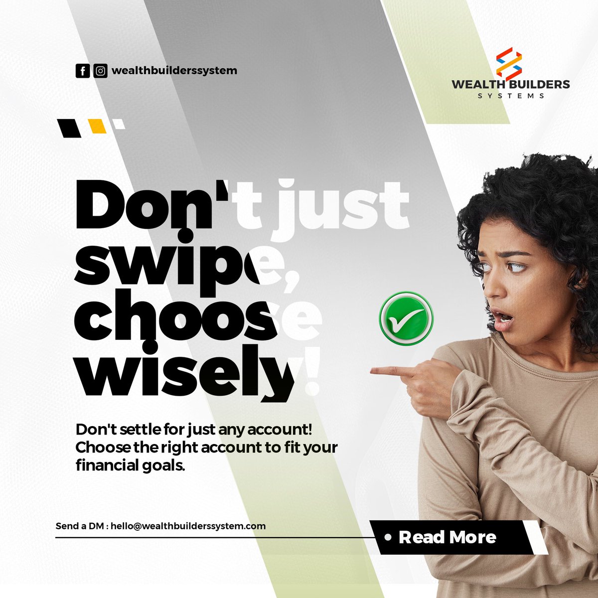 WealthbuildersP's tweet image. Pick the right account for your goals!  It can make a big difference for your money. #WealthBuildersSystem #financialsmart  #buildyourwealth