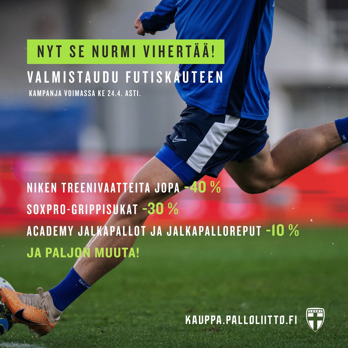 Katse kohti futiskesää! 🌞⚽ | Joka futarin suosikit alennetuin hinnoin! ➡️ go.palloliitto.fi/NURMIVIHERTAA #SeurojenPalloliitto