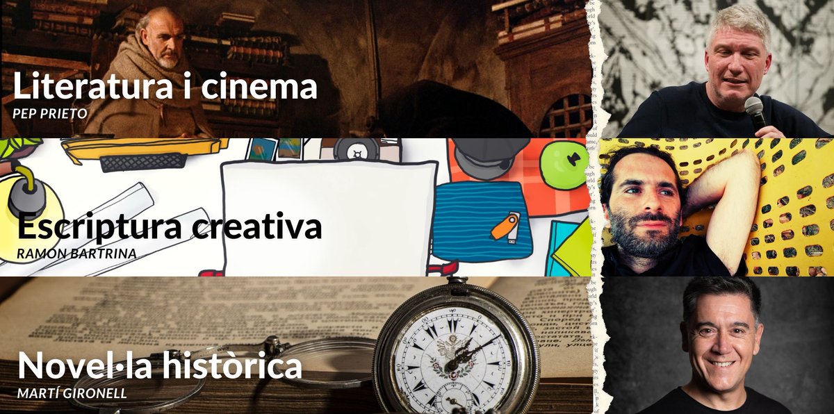 🔖Monogràfics de primavera de l'#AulaEscriptura! 🎞️Literatura i cinema, amb Pep Prieto ✏️Escriptura creativa, amb Ramon Bartrina ⚔️Novel·la històrica, amb Martí Gironell 🗓️ Més informació: web.girona.cat/aulaescriptura…. 🔗Inscripcions: seu.girona.cat/si/ Places limitades!