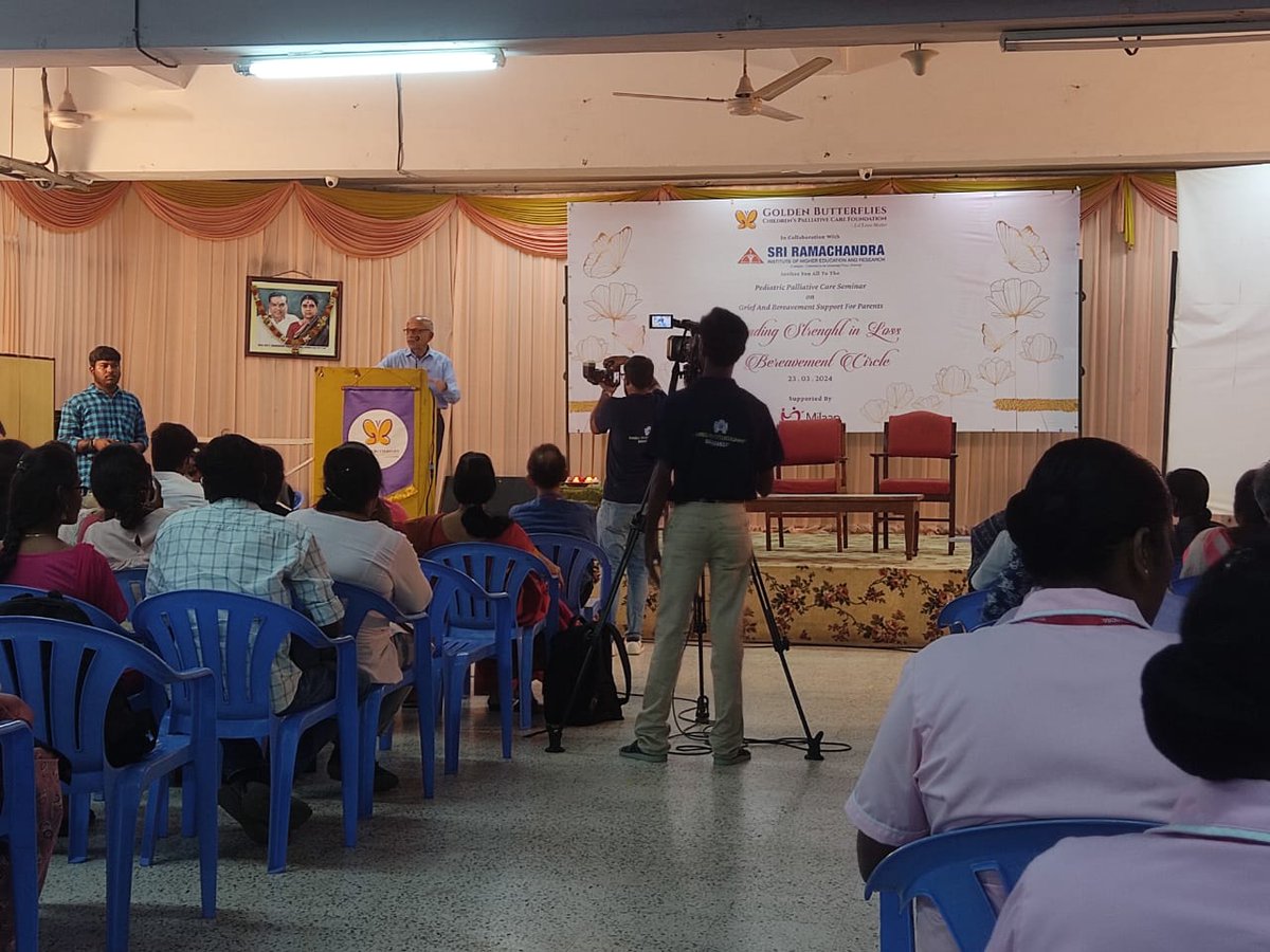 Dr. @mrraj47 addressed the participants of “Pediatric Palliative Care Seminar on Grief and Bereavement Support for Parents” organised by Golden butterflies Children’s Palliative Care Foundation, Chennai, and Sri Ramachandra Institute of Higher Education and Research.