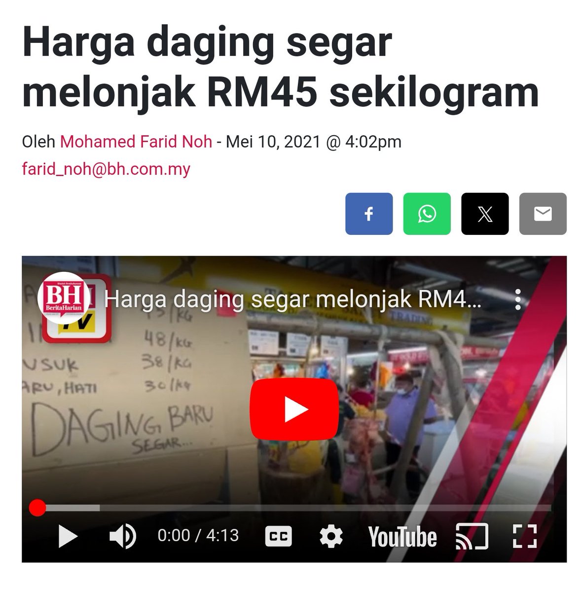 FaktaBukanAuta's tweet photo. Tahukah anda,

🔴Hari Raya 2021 / bulan Mei
Daging tempatan : RM45

🔴Hari Raya 2024 / bulan April
Daging tempatan : RM33

Nikmat apa lagi yg mahu kita dustakan? https://t.co/XdquWPgrMQ