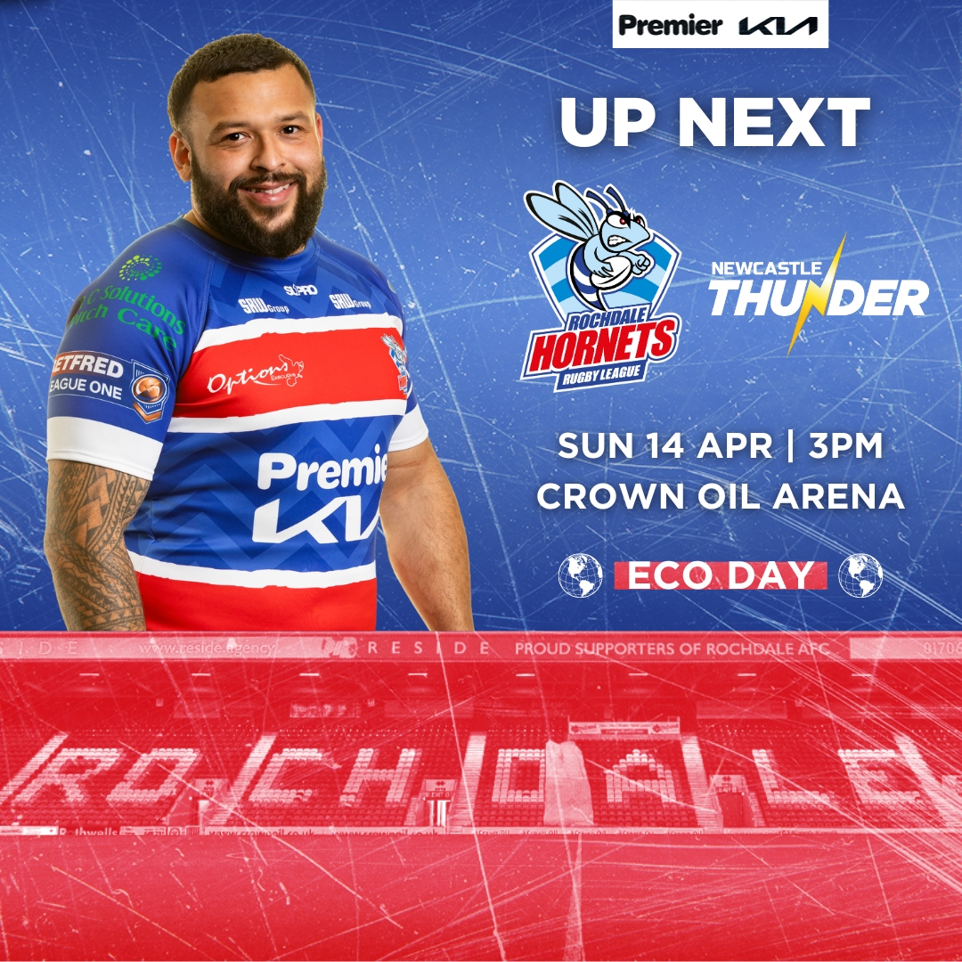 We're back home this Sunday! 👊 🆚 @ThunderRugby 📅 Sunday 14 April 🏟️ Crown Oil Arena ⏰ 3:00pm kick-off 🏆 Betfred League 1 🌎 Eco Day 🎟️ pulse.ly/763tsbdynr