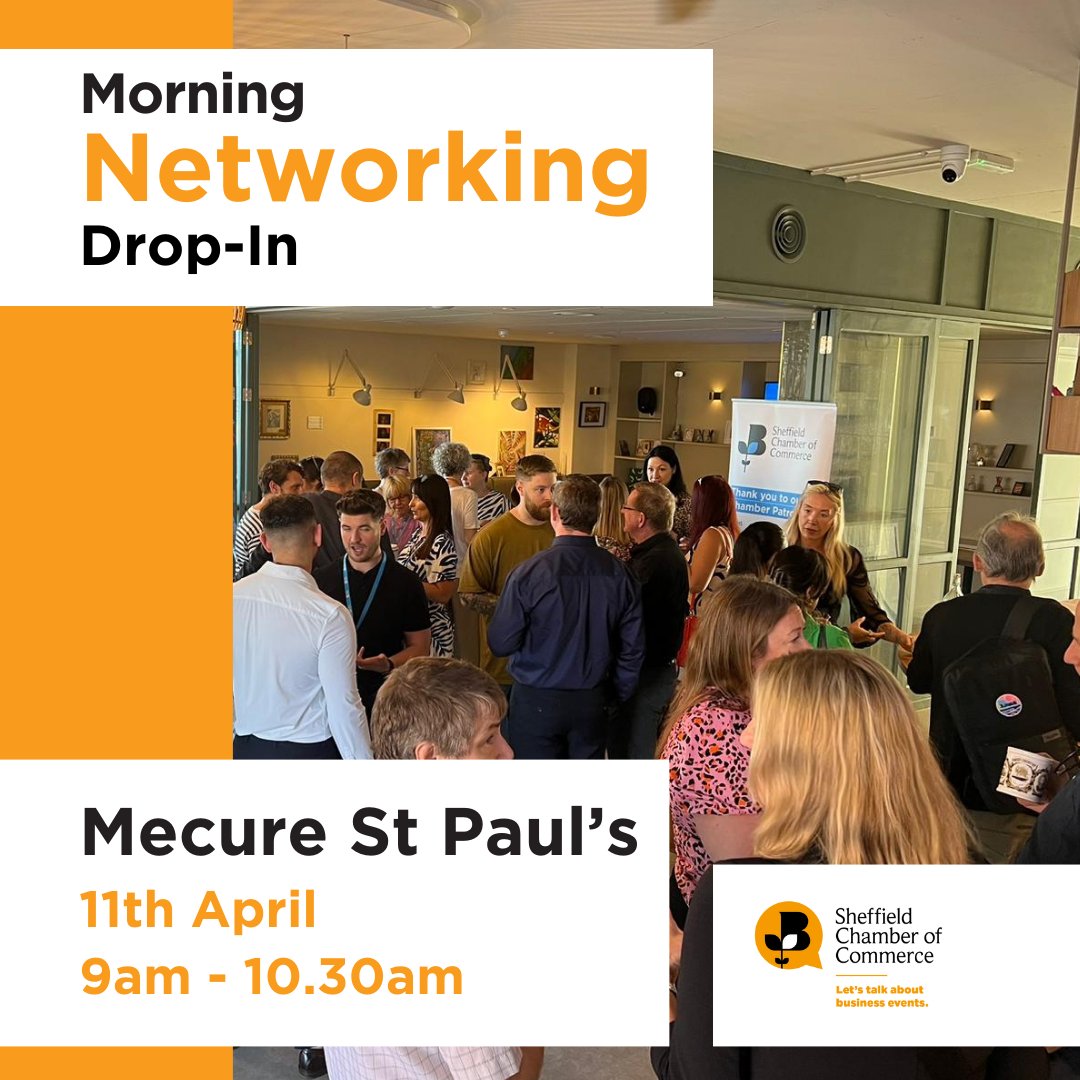 Join us on Thursday for our Drop-In Networking Morning! Come and #grow your #relationships in #Sheffield with a morning of #networking. 🗓️ Thurs 11th April ⏰ 9am - 10.30am 📍 Mercure, St Paul Book Now 👉 bit.ly/3Vn4JiB