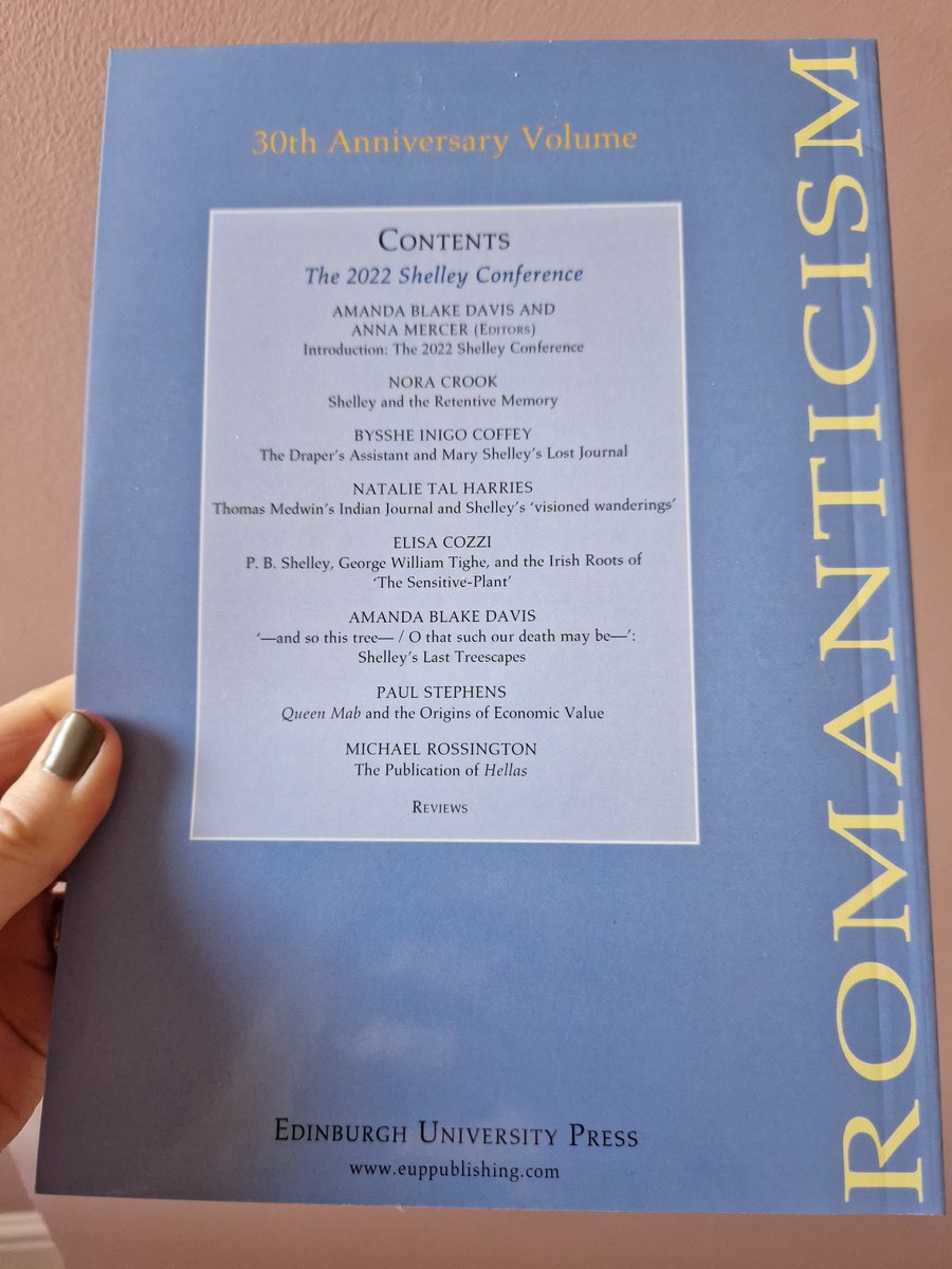 The 2022 Shelley Conference Special Issue of 'Romanticism' is here! It was such a pleasure to edit with @annamercer_, with gratitude to Prof. Nick Roe, & all of our contributors ✨️ And I'm thrilled to share my essay on 'Shelley’s Last Treescapes' 🌳🍃 euppublishing.com/doi/abs/10.336…