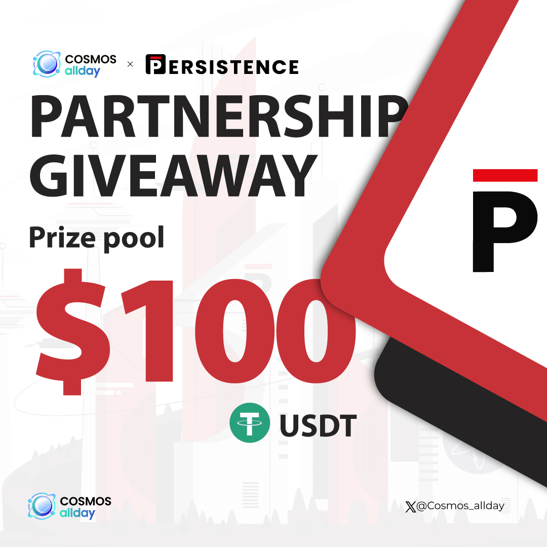 🎉 COLLAB GIVEAWAY 🎉 Join #PersistenceOne & #Cosmos_Allday to win big 💰 $100 USDT Entries: 1️⃣ Follow @PersistenceOne & @Cosmos_allday 2️⃣ Repost + Like + Tag 3 friends 3️⃣ Complete Galxe campaign: app.galxe.com/quest/alldayne… 📅 Apr 8th - Apr 15th Don't miss this opportunity! 🌟