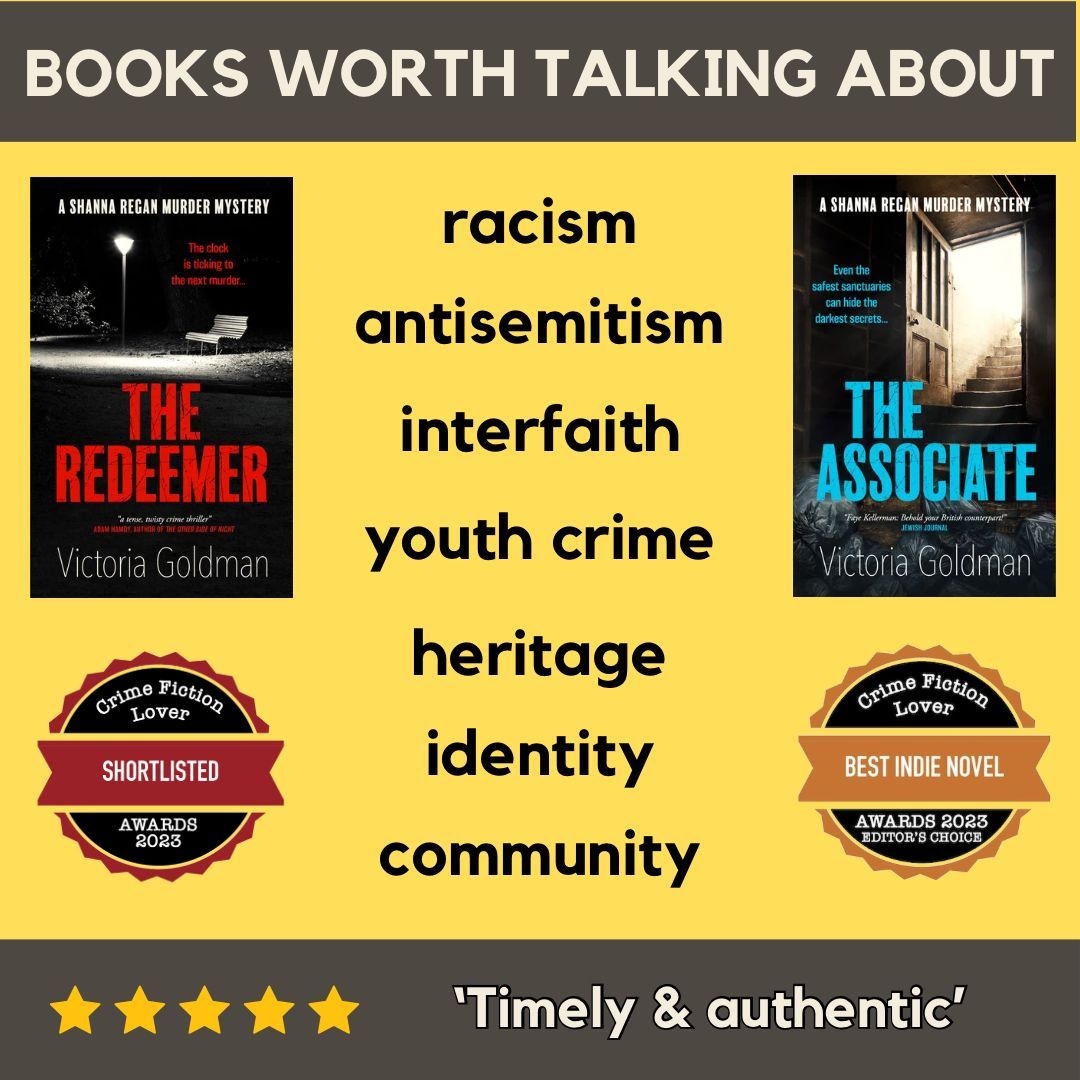 Antisemitism is rocketing. Jewish-Muslim interfaith relations are fractured. We need to unite, not divide. My British crime novels are highly topical, covering racism & prejudice, interfaith & community, Jewish culture & heritage. Buy them here: mybook.to/ShannaReganMys…