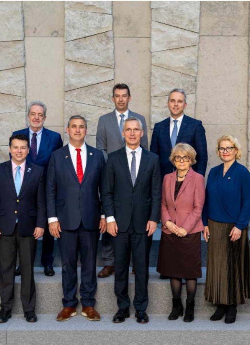 Good talks in @NATO HQ with SecGen @jensstoltenberg and leaders of Transatlantic Legislative Dialogue, Congressmen and MEPs. Ukraine, Russia, Washington Summit, geopolitical dimension and finance. All important for both. Official picture from Friday by Nato 🇪🇺🇺🇸🇺🇦