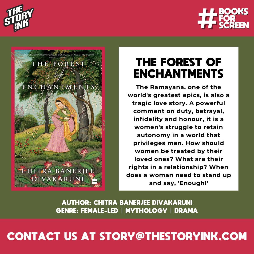 From page-turner to big screen magic! 🎬 We at #TheStoryInk are excited to showcase ‘The Forest of Enchantments’ by @cdivakaruni now available to become a captivating screen adaptation 📚✨ Contact us at story@thestoryink.com for enquiries regarding screen rights 📩