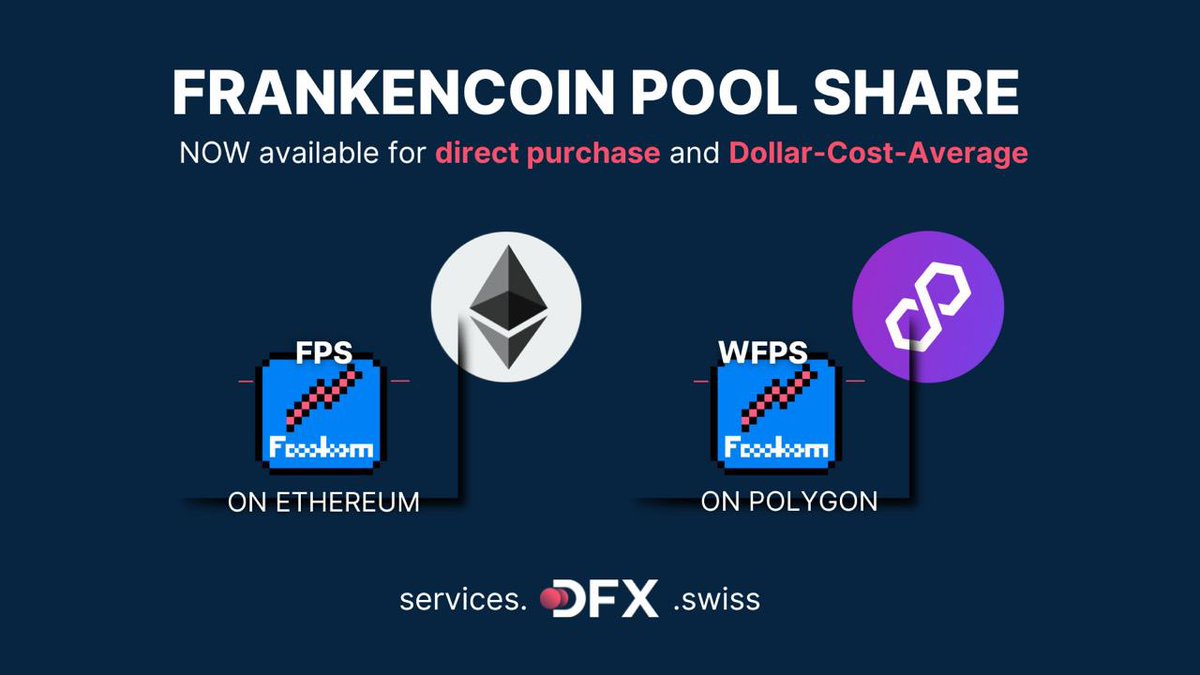 The Frankencoin @frankencoinzchf ecosystem pushes & pushes 🚀 Frankencoin  Pool Shares $FPS / $WFPS are now available for direct purchase via our DFX  services on Ethereum and Polygon. Invest in the Frankencoin