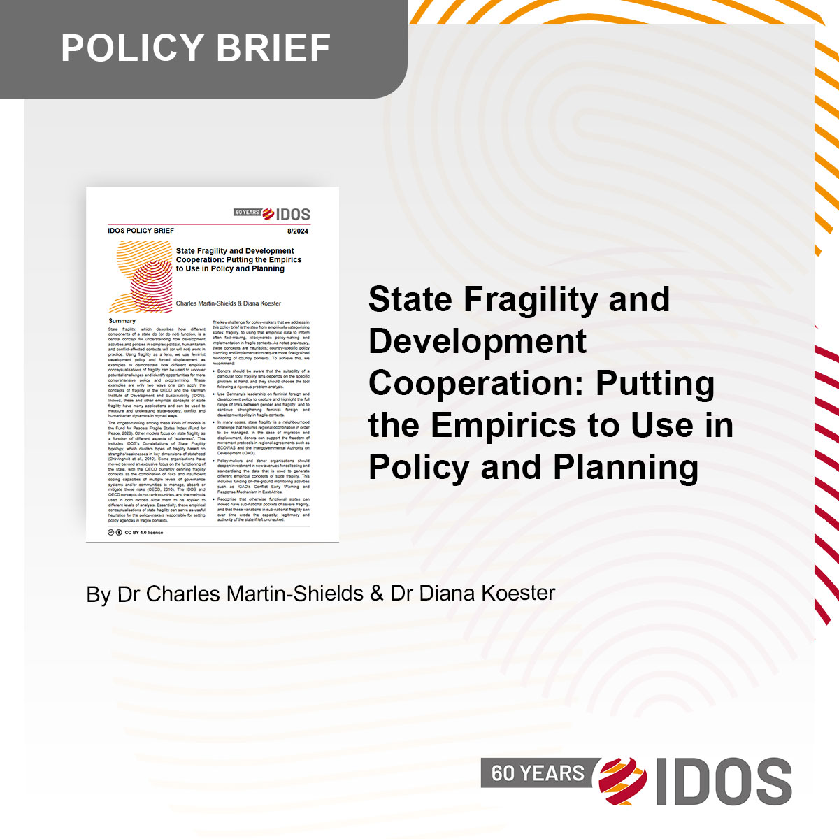 📚 IDOS #PolicyBrief The concept of #StateFragility is a useful lens for planning #DevelopmentPolicy in complex settings. @cmartinshields & Diana Koester show how to apply the @IDOS_research and @OECD fragility concepts of critical policy issues: idos-research.de/policy-brief/a….