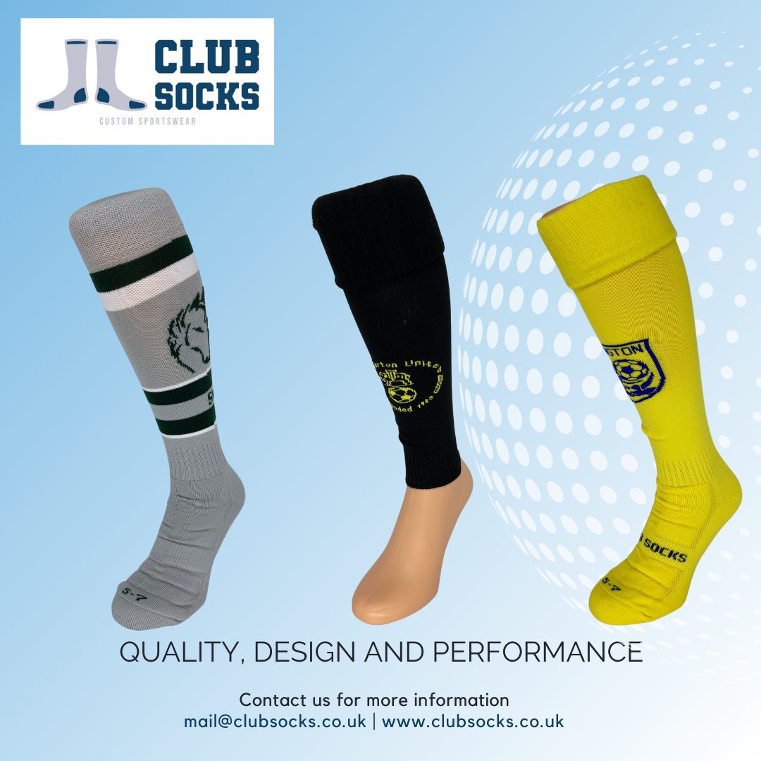 ClubSocks's tweet image. KNEE HIGH SOCKS

We do 3 types of bespoke knee high socks - with or without a turnover and a footless sock.

You can create this with your own colours, team name and add your club logo.

Minimum order is 18 pairs per size.

Please message us or email mail@clubsocks.co.uk