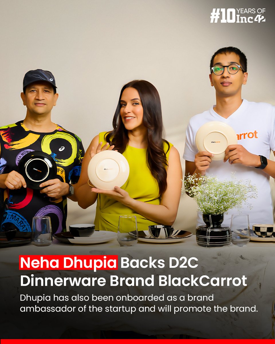 Bollywood actor @NehaDhupia has picked up an equity stake in D2C dinnerware brand BlackCarrot 👇 As part of the deal, Dhupia has also been onboarded as a brand ambassador of the startup and will promote the brand. However, the startup didn’t disclose the amount of stake she…