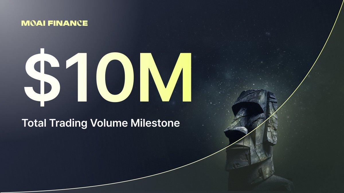 Moai Finance New Milestone! 🔥 Total Trading Volume $10M Thank you for your contribution Moais 🗿 Let’s all continue to bring DeFi forward 🚀 #builtonroot