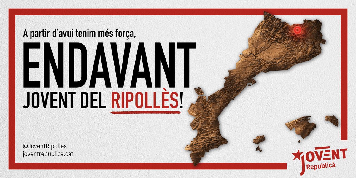 🔛 Comença a caminar el <a href="/Jovent_Ripolles/">Jovent Republicà Ripollès</a> a les Comarques Gironines 

Cada dia som més joves compromesos i organitzats per lluitar per la justícia social i la independència dels Països Catalans. Endavant, a guanyar! ✊