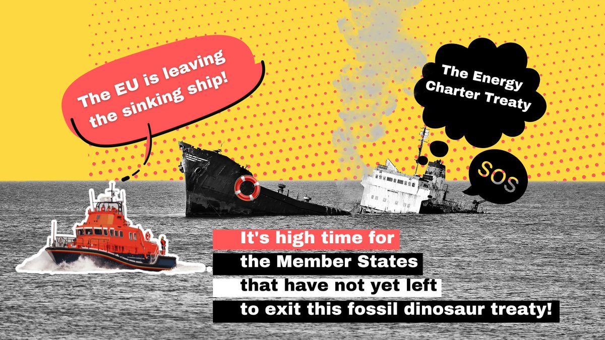 🏆Big win again for #EnergyCharterTreaty campaigners across Europe! @EP_Trade and @EP_Industry committees voted in favour of the EU to exit the climate-wrecking #ECT! It's high time for Member States that are still on the sinking ship to exit this fossil dinosaur treaty🛟