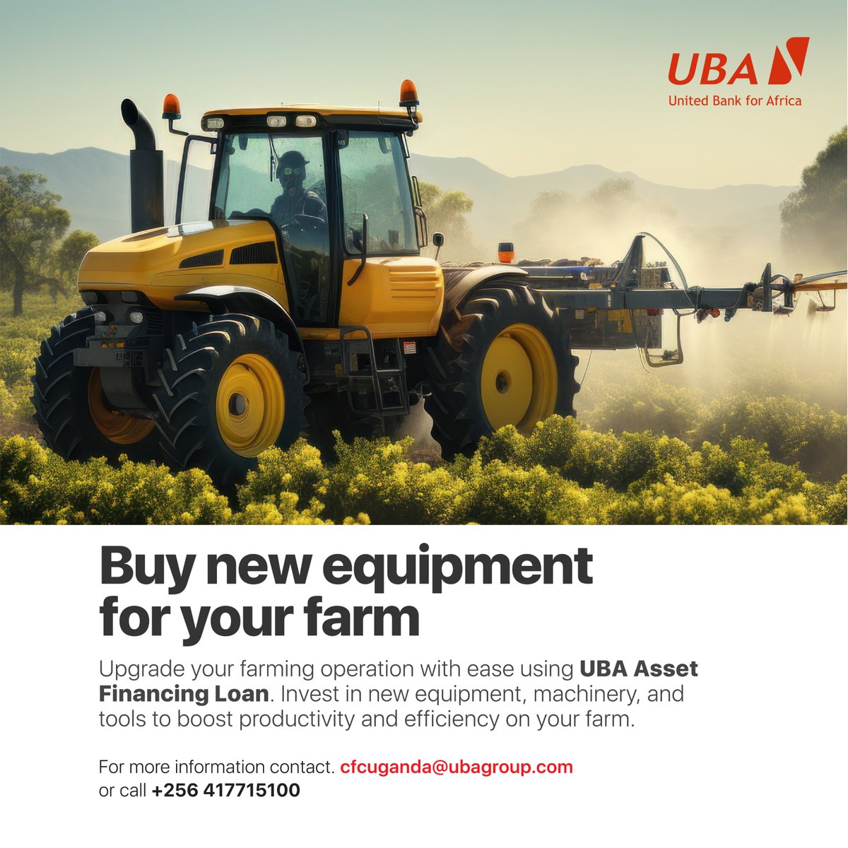 Upgrade your farming operation with ease using UBA Asset Financing Loan. Get the funds you need to invest in new equipment, machinery, and tools to boost productivity and efficiency on your farm. With UBA, you can access flexible financing options tailored to suit your specific…