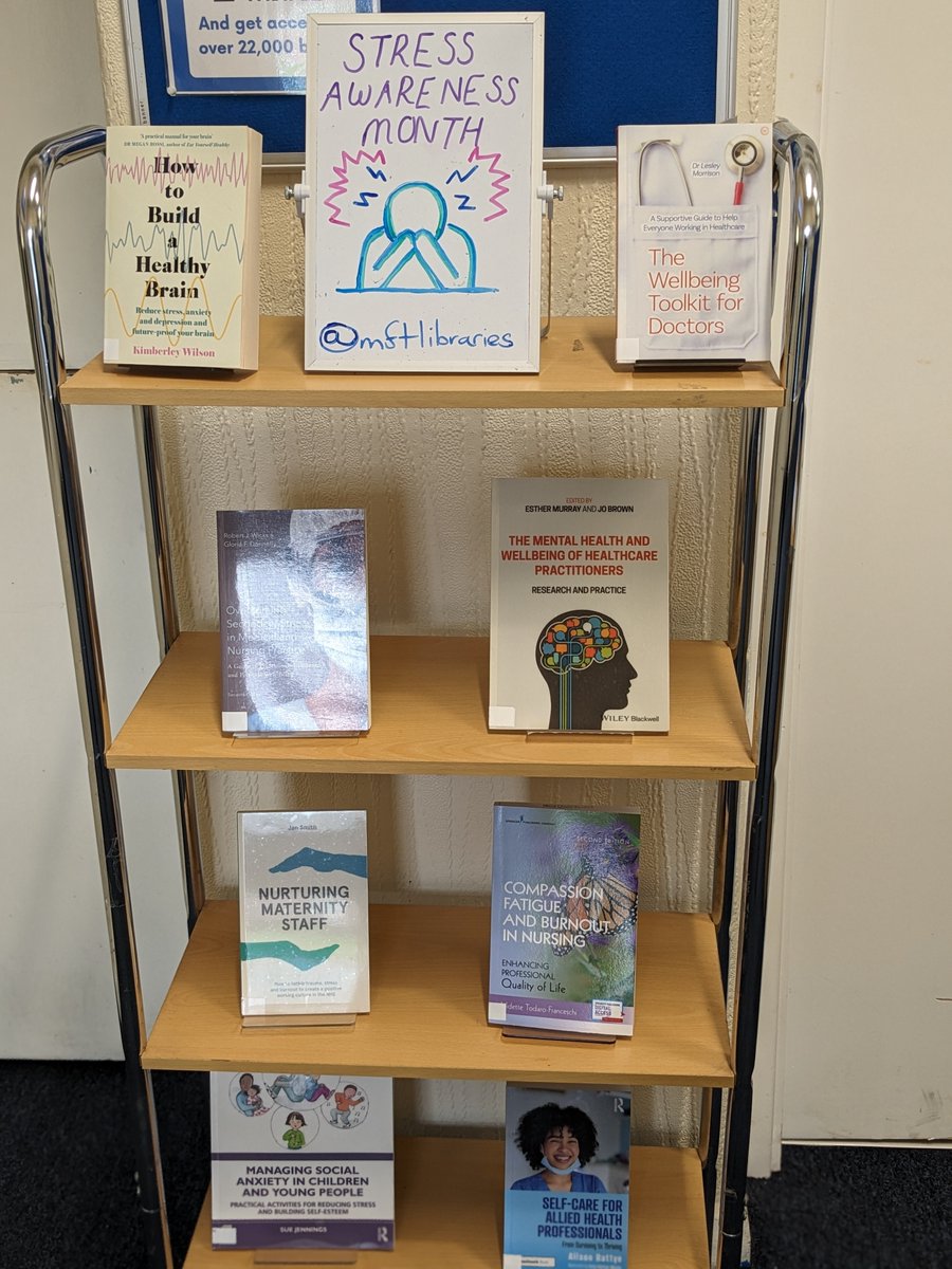 Our #StressAwarenessMonth display at @NorthMcrGH_NHS Library! 📚