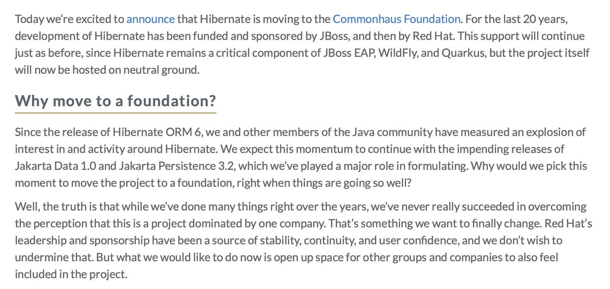 Big news! An explanation from the Hibernate team. in.relation.to/2024/04/09/hib…