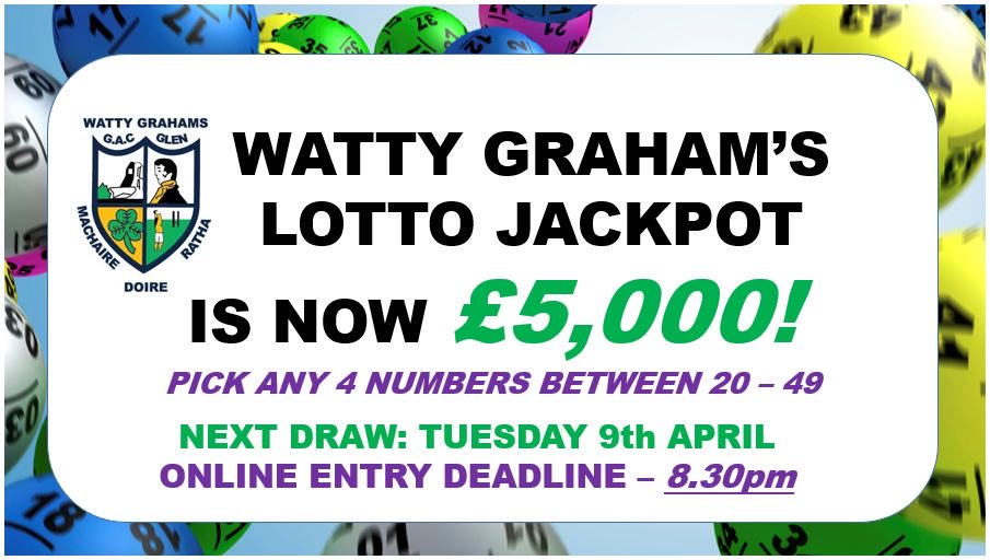 Tonight's lotto jackpot is £5,000! Play online at bit.ly/3stE70n Deadline is 8.30pm. Minimum play is £5. Good luck!
